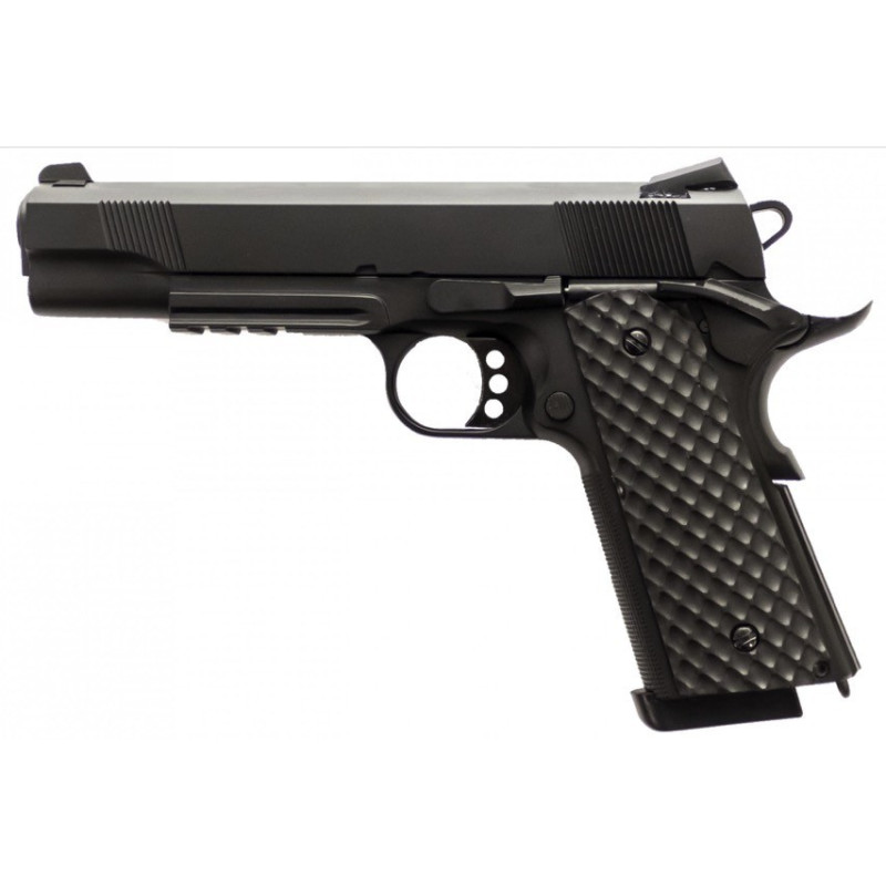 Réplique GBB 1911 MEU Rail Raven full metal gaz noir 1,0J