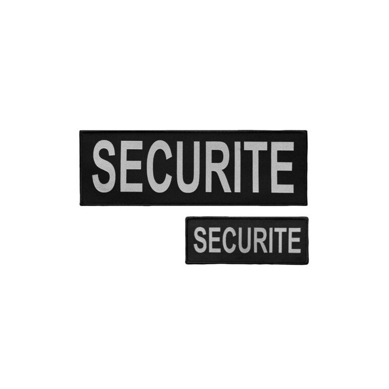 Lot dossard + bande poitrine fond noir lettres grises SECURITE