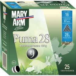 Cartouches Mary Arm Calibre 16 PUMA 28 Bourre Grasse Plombs 7.5