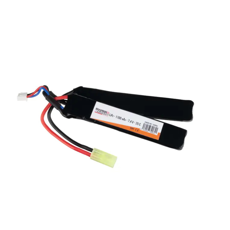 Batterie double stick Swiss arms LIPo 7.4V 1100mAh Mini Tamyia 25C /C