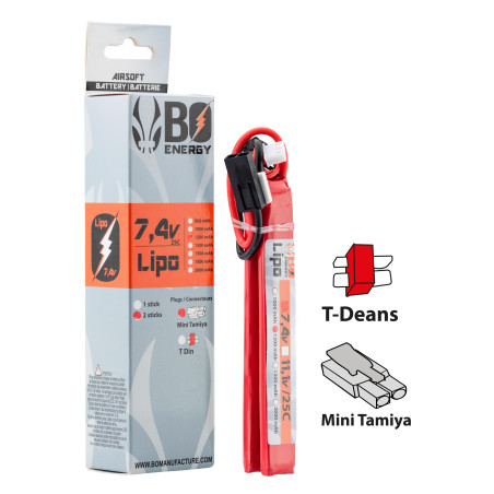 2 sticks batterie Lipo 2S 7.4V 1200mAh 25C