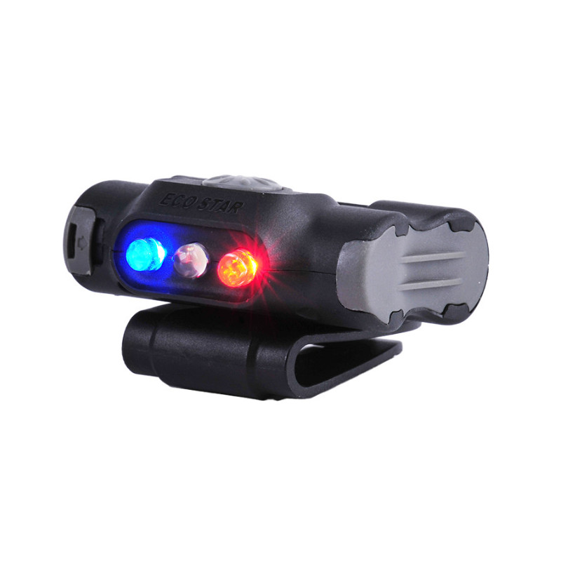 Lampe fixation clip UL12 - éclairage blanc et rouge + strobe rouge/bleu - 17 lumens