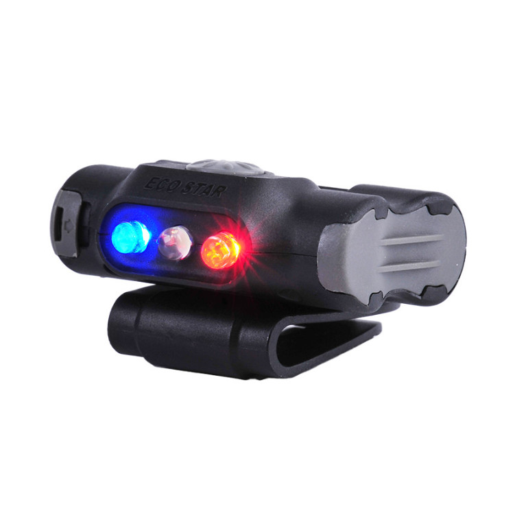 Lampe fixation clip UL12 - éclairage blanc et rouge + strobe rouge/bleu - 17 lumens