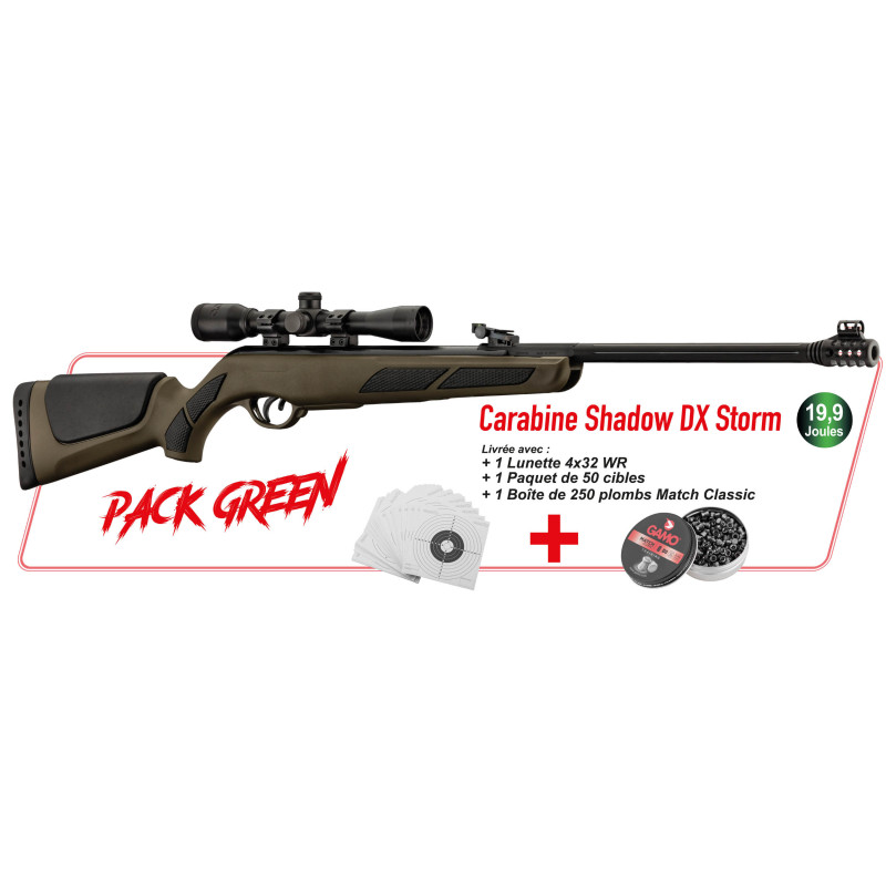 Pack Cerise GAMO 2024 - Pack Green 19,9 J. - Carabine Shadow DX Green Storm