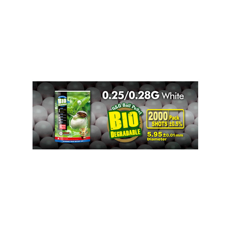 BILLES G&G BIO 0.28G BLANCHES EN SACHET DE 2000