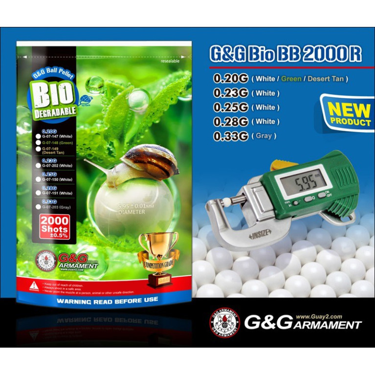 BILLES G&G BIO 0.25G BLANCHES EN SACHET DE 2000