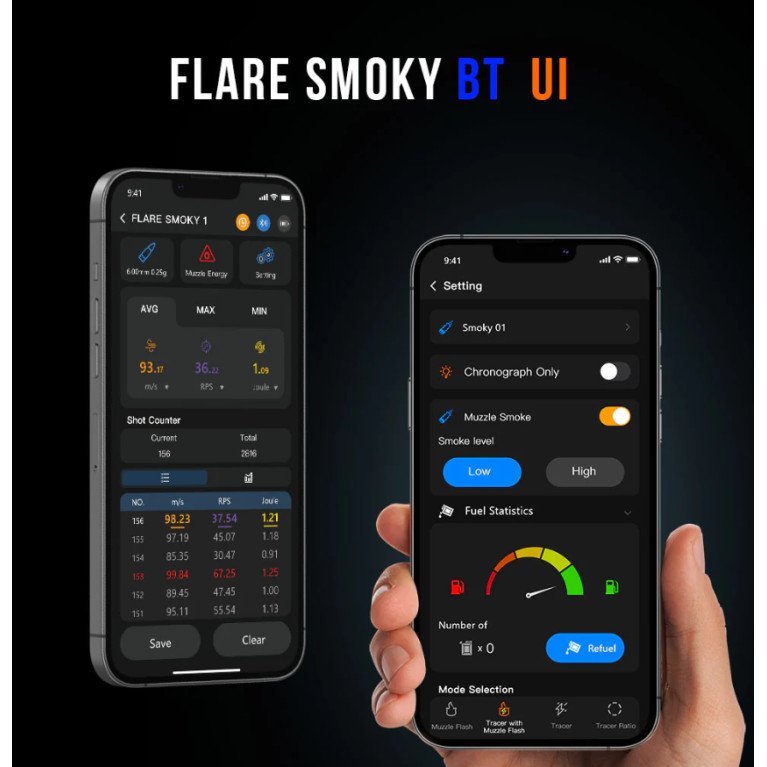 Silencieux Tracer Fumé E-shooter FLARE Smoky Bluetooth & Chrony