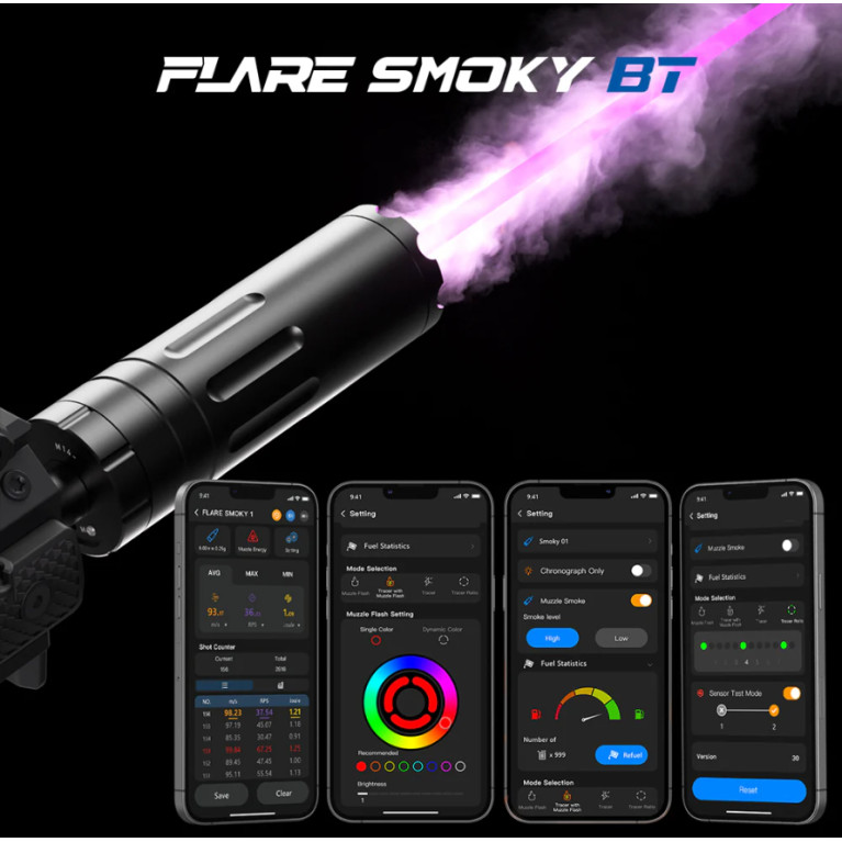 Silencieux Tracer Fumé E-shooter FLARE Smoky Bluetooth & Chrony