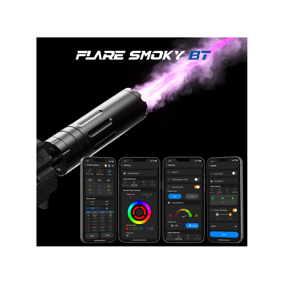 Silencieux Tracer Fumée E-shooter FLARE Smoky Bluetooth & Chrony