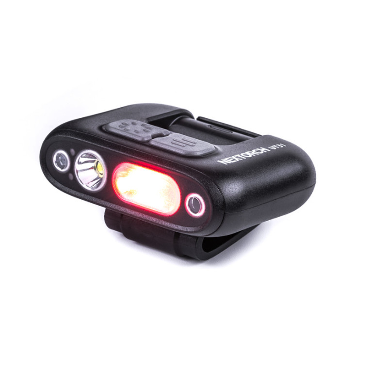 Lampe rechargeable fixation clip UT31 - éclairage blanc et rouge + strobe rouge/bleu - 220 lumens
