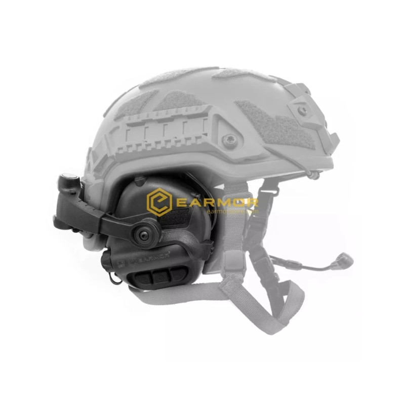 Casque tactique EARMOR M32X MOD4, support M16C pour casque FAST / ARC - Black