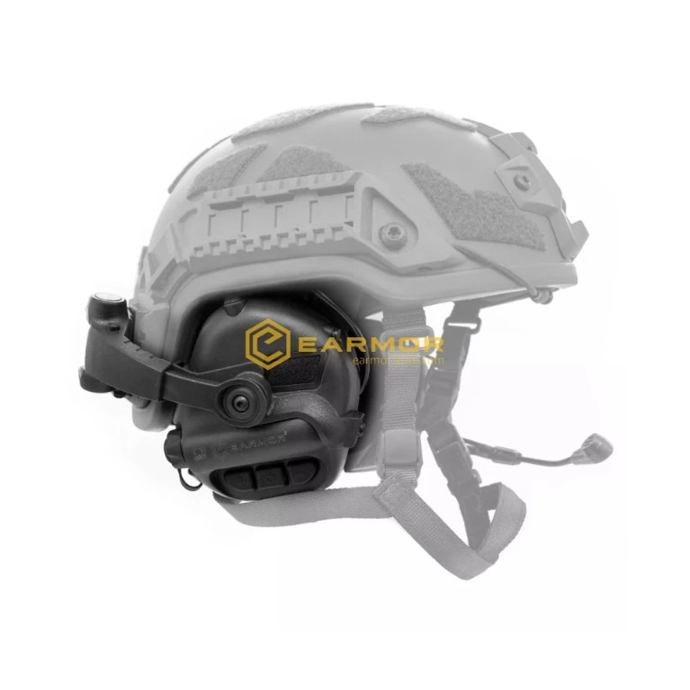 Casque tactique EARMOR M32X MOD4, support M16C pour casque FAST / ARC - Black