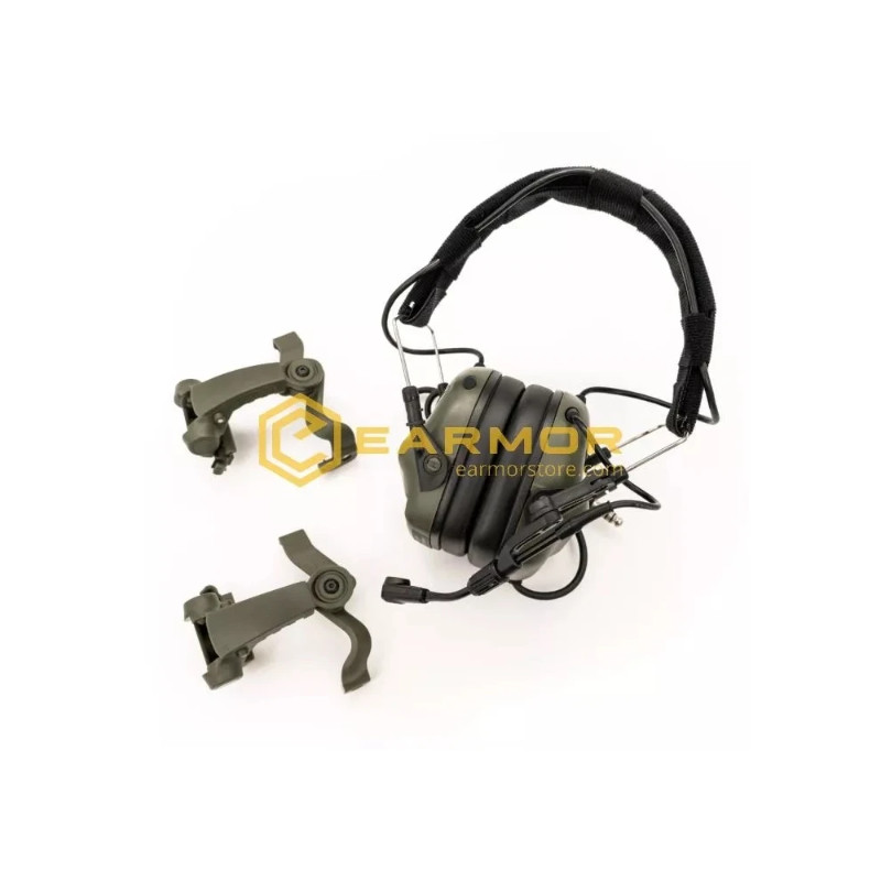 Casque tactique EARMOR M32X MOD4, support M16C pour casque FAST / ARC - Green