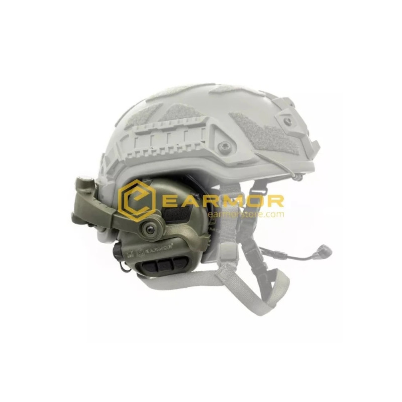 Casque tactique EARMOR M32X MOD4, support M16C pour casque FAST / ARC - Green