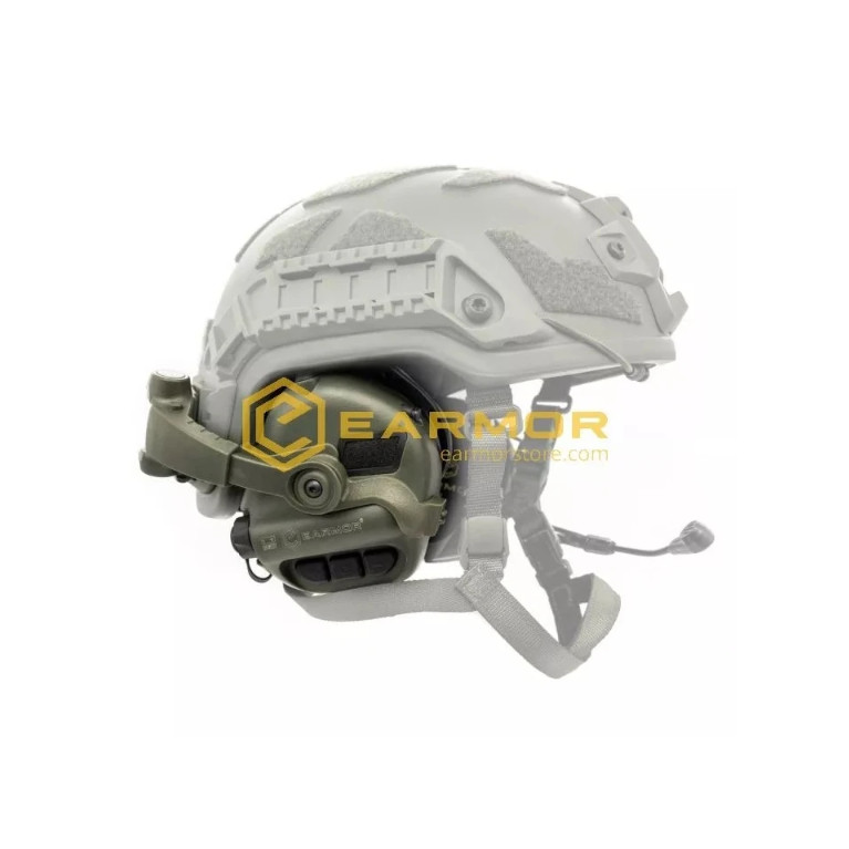 Casque tactique EARMOR M32X MOD4, support M16C pour casque FAST / ARC - Green