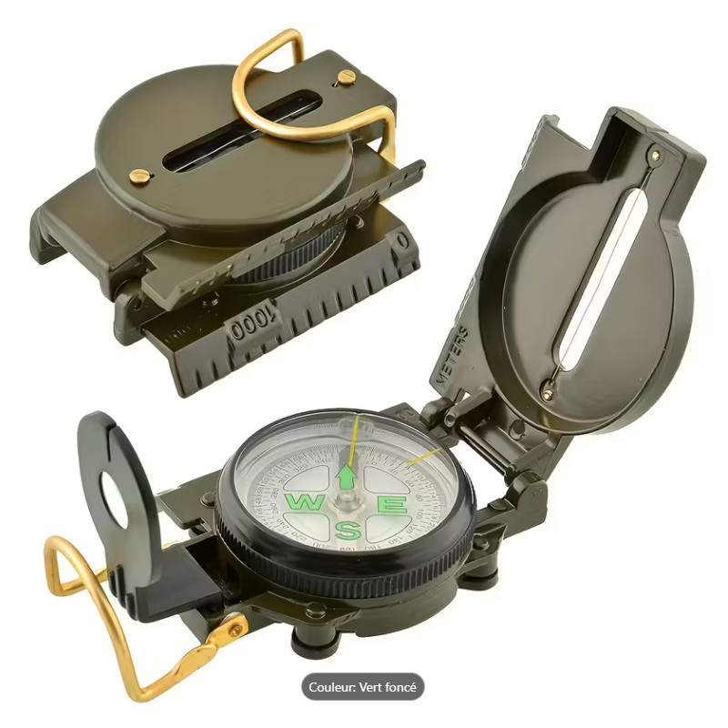 BOUSSOLE MILITAIRE ABS VERT FONCÉ