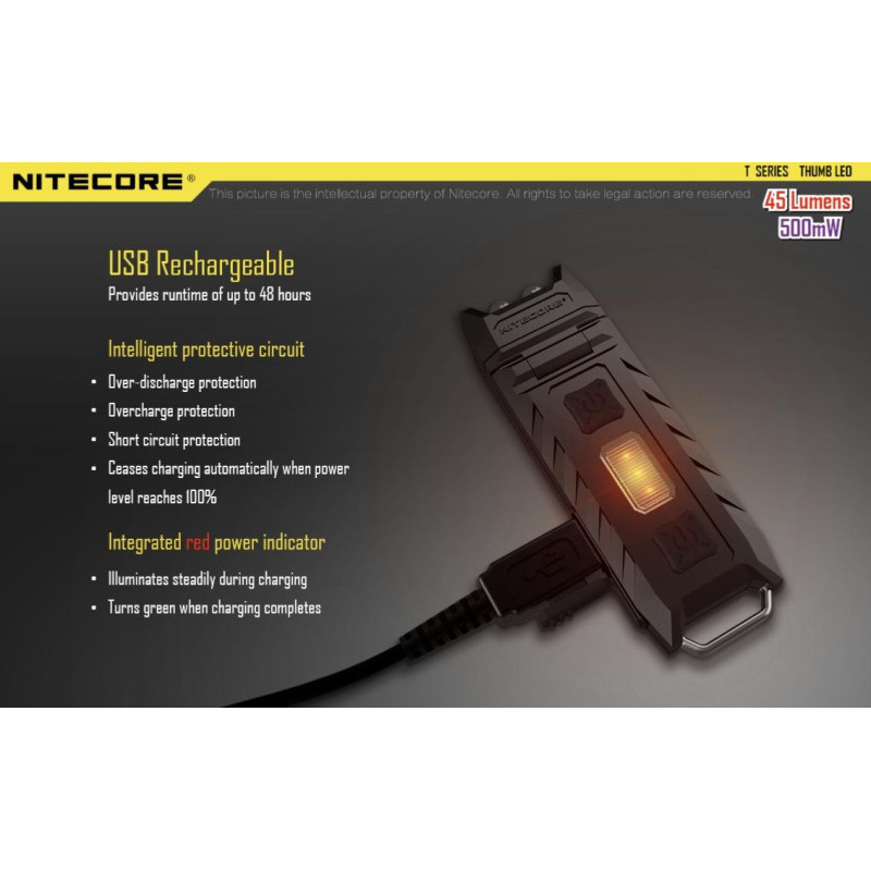 Lampe cravate NITECORE Thumb - 45Lm - Lg : 74m - Lrg : 24mm