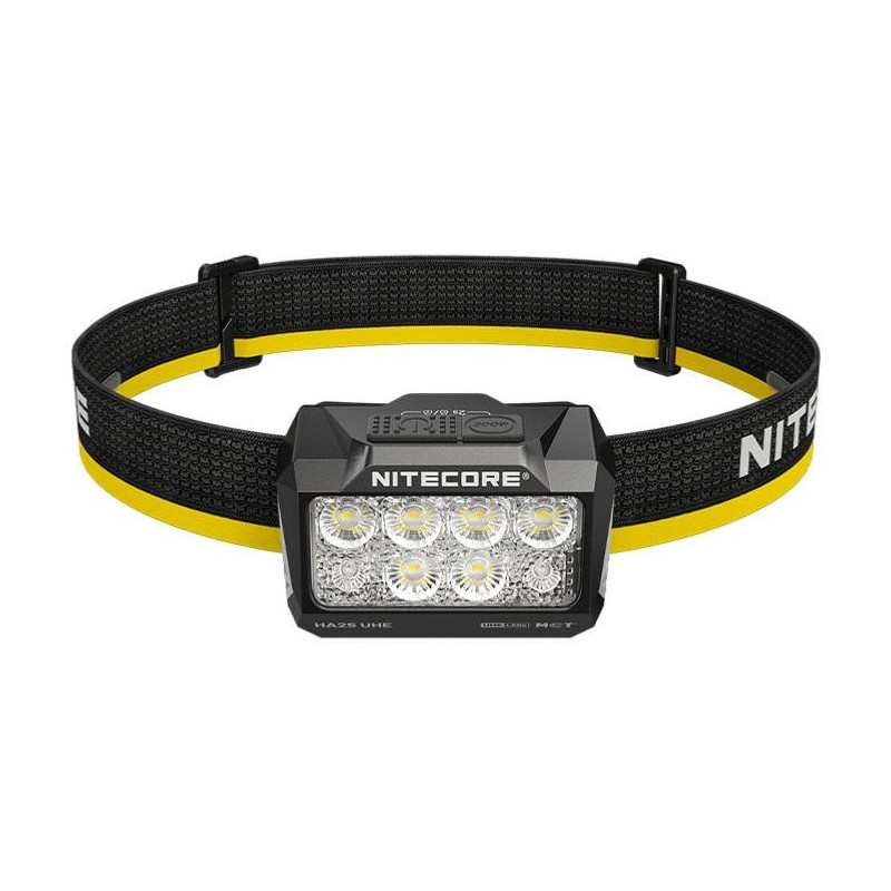 PACK LAMPE FRONTALE NITECORE AVEC BANDEAU NOIR SUPPLÉMENTAIRE HA27 UHE - 800Lm