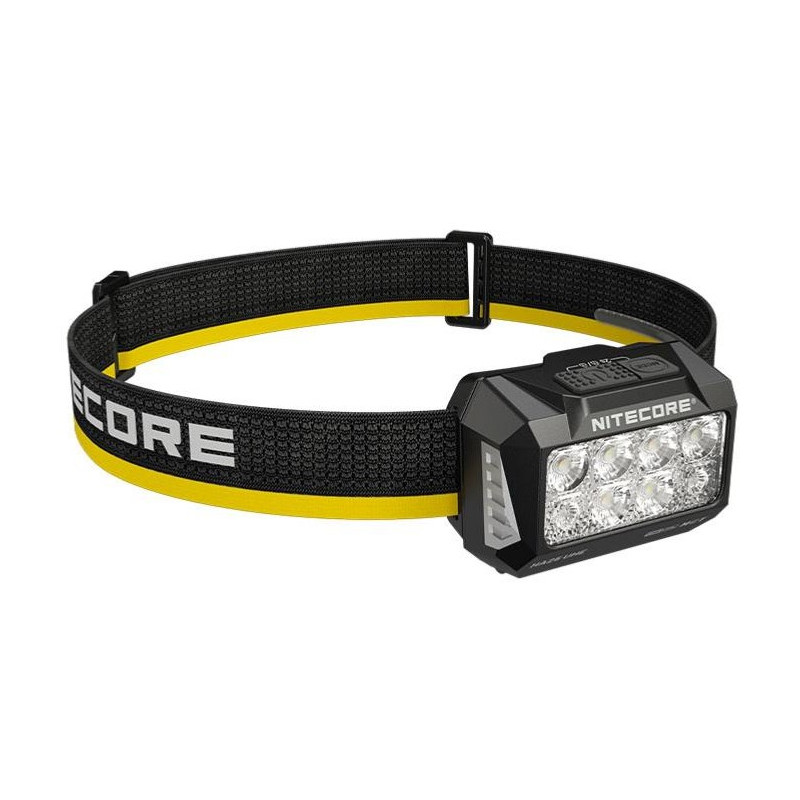 PACK LAMPE FRONTALE NITECORE AVEC BANDEAU NOIR SUPPLÉMENTAIRE HA27 UHE - 800Lm