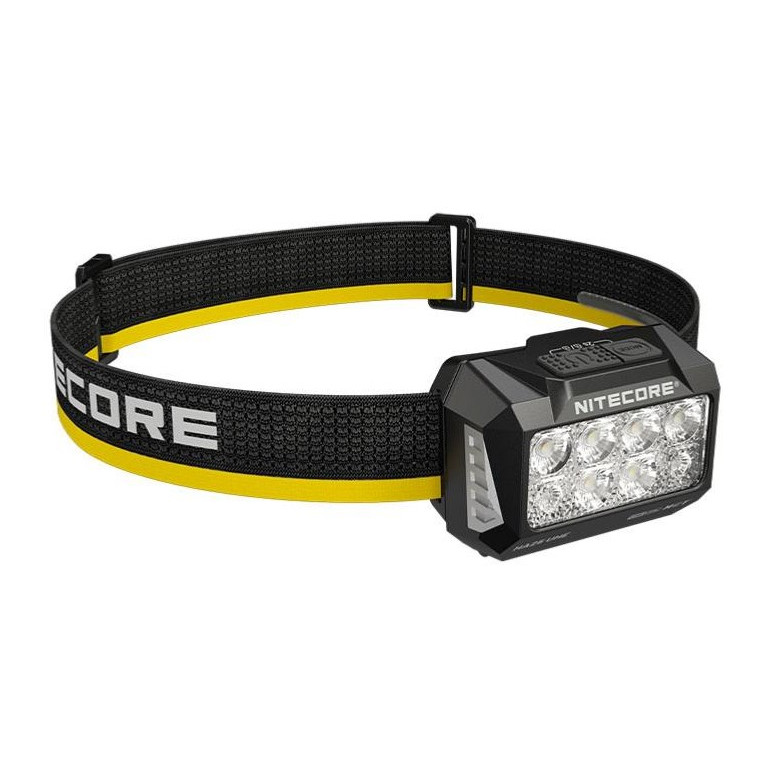 PACK LAMPE FRONTALE NITECORE AVEC BANDEAU NOIR SUPPLÉMENTAIRE HA27 UHE - 800Lm