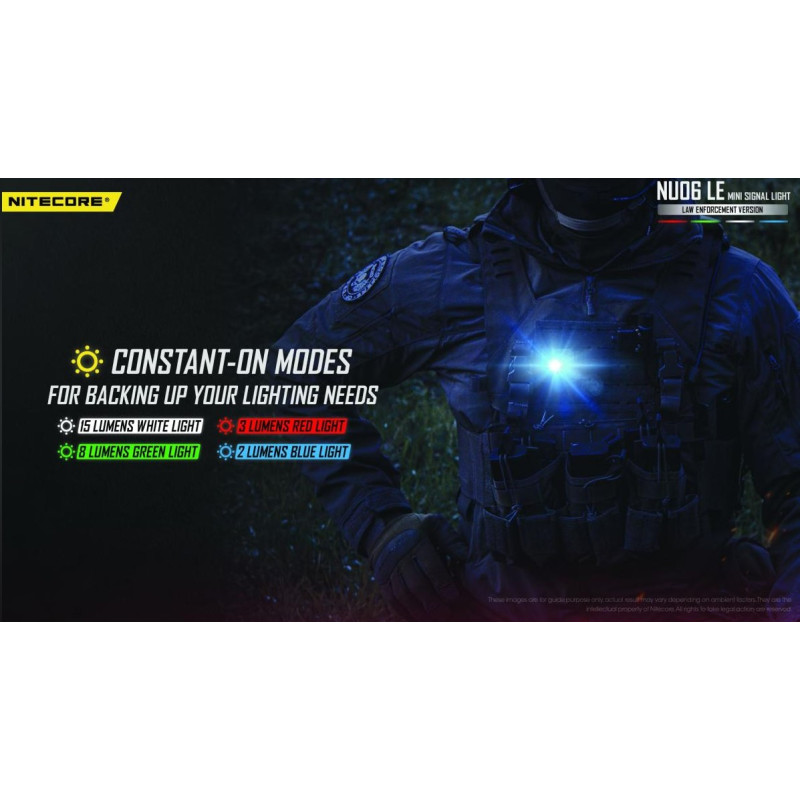 LAMPE DE POSITION NITECORE NU06LE 15 LUMENS 9 MODES LUMINEUX