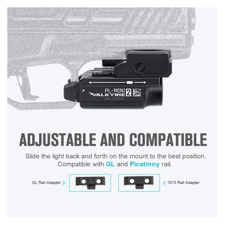 Lampe pistolet OLIGHT Valkyrie PL-Mini 2 600 lm - Noir