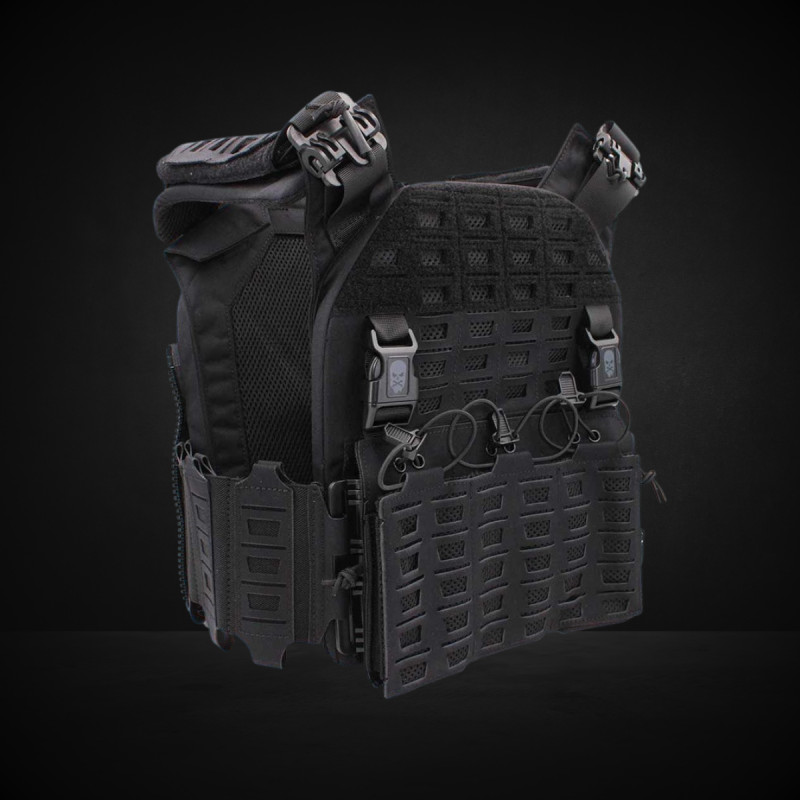 Gilet tactique porte-plaques Drake MK4 Noir- Corso Tactical
