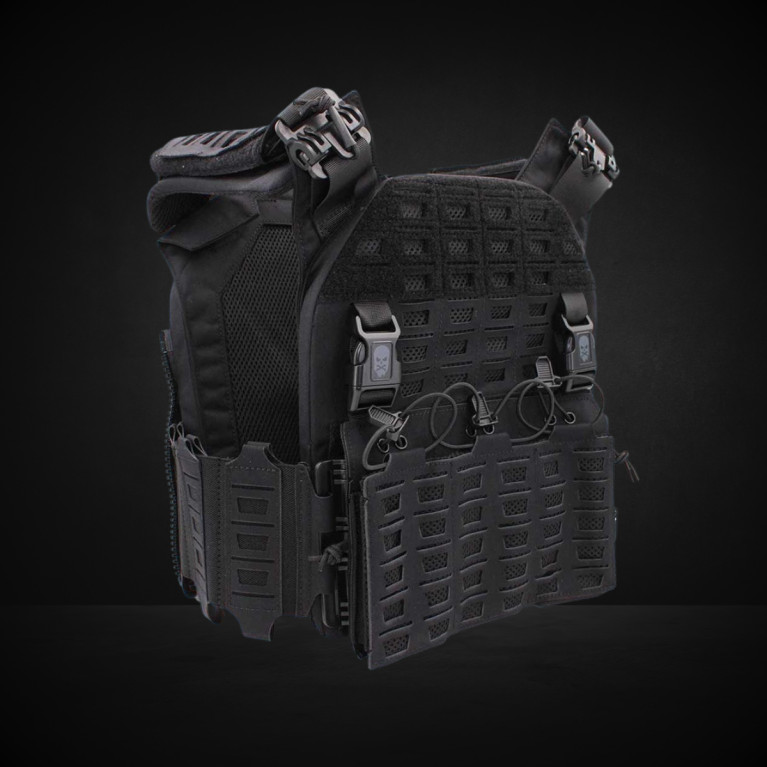 Gilet tactique porte-plaques Drake MK4 Noir- Corso Tactical