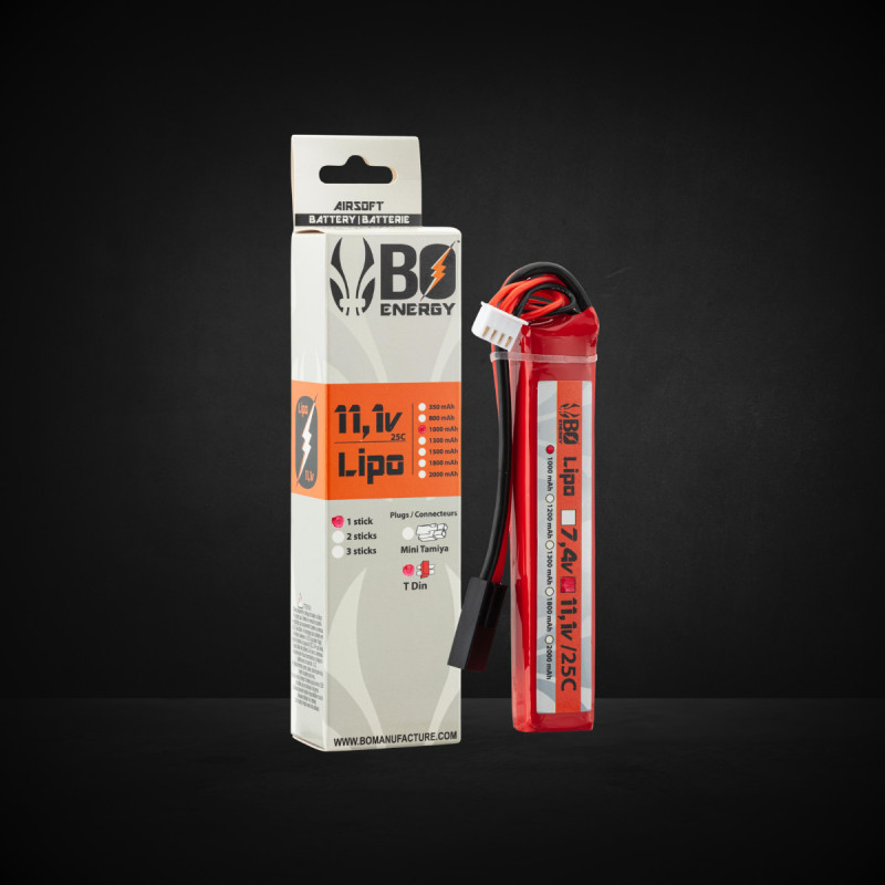 1 stick batterie Lipo 3S 11.1V 1000mAh 25C T-DEAN